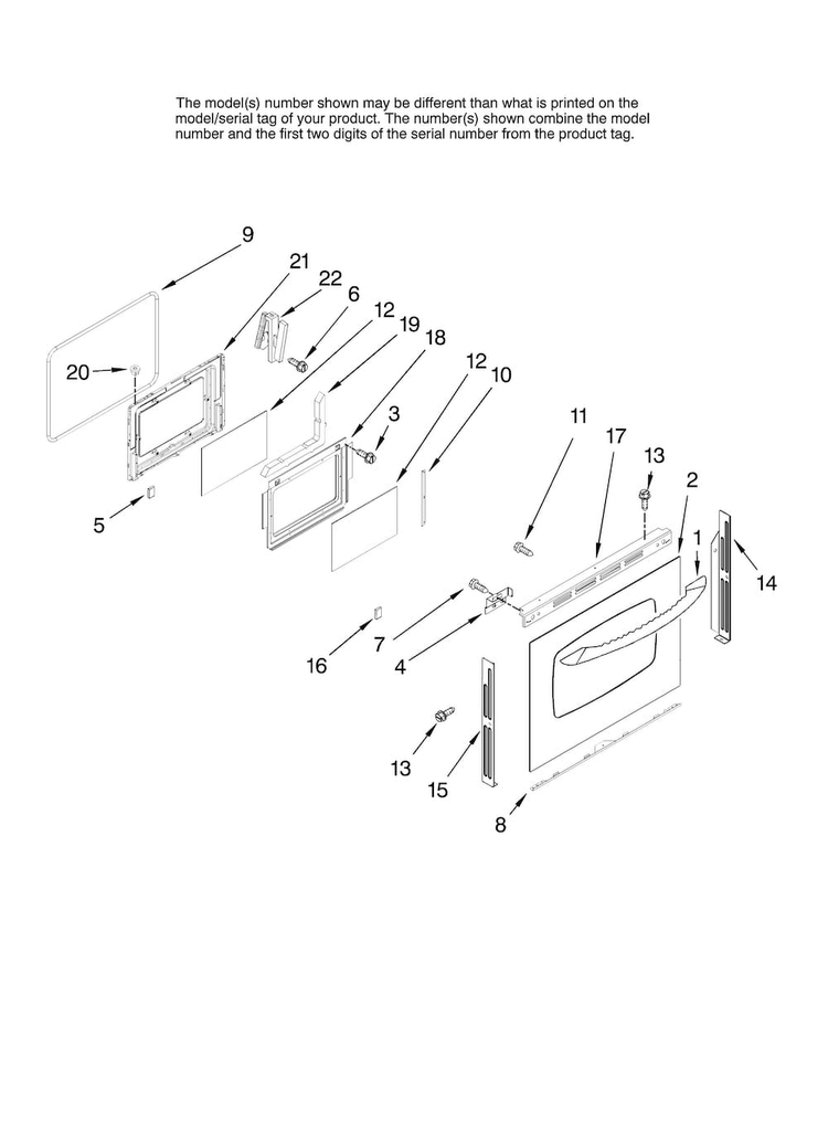 Lower Door Parts Diagram and Parts List for MER6757BAB15  Maytag Range