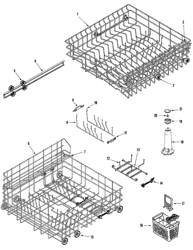 TRACK & RACK ASSEMBLY Diagram and Parts List for MDB7000AWW  Maytag Dishwasher
