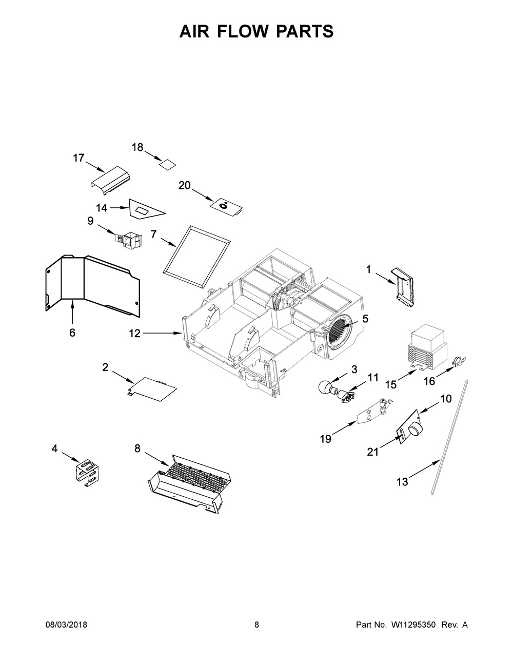Air Flow Parts Diagram and Parts List for AMV6502REB6  Maytag Microwave