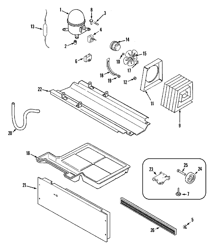 COMPRESSOR (REV 13) Diagram and Parts List for CT15G4W  Crosley Refrigerator