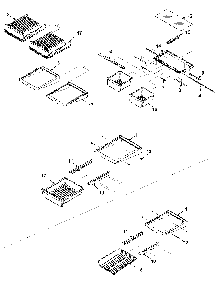 REFRIGERATOR SHELVING Diagram and Parts List for ARB220ZCS PARB220ZCS0 Amana Refrigerator