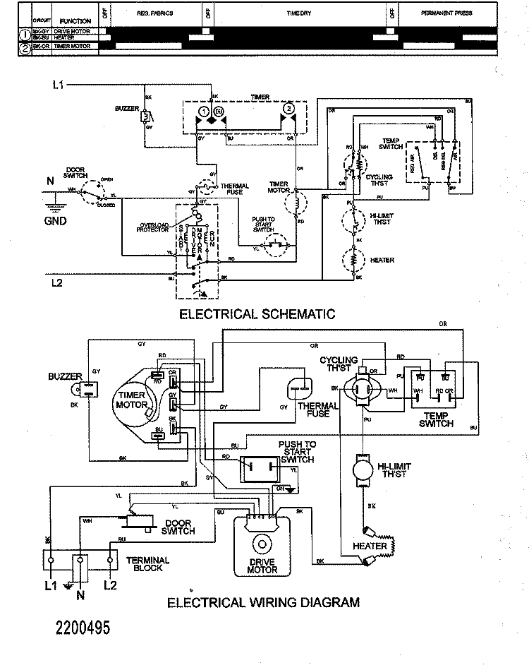 WIRING INFORMATION (ELEC) Diagram and Parts List for SDE405DAYW  Maytag Dryer