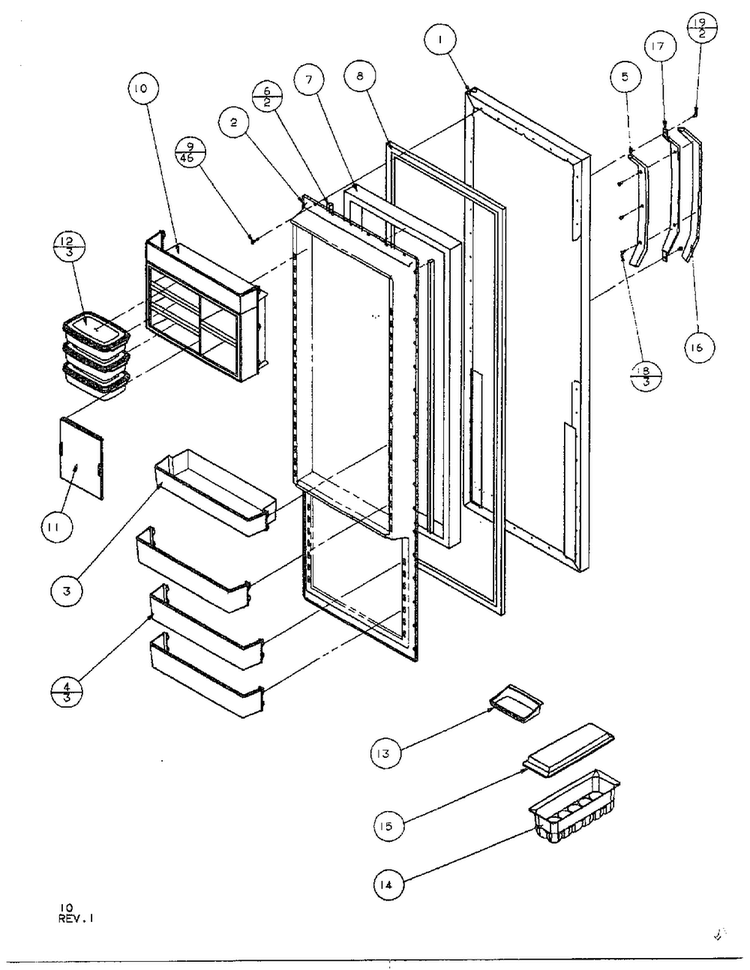 Refrigerator Door Diagram and Parts List for SQD25MB3  Amana Refrigerator