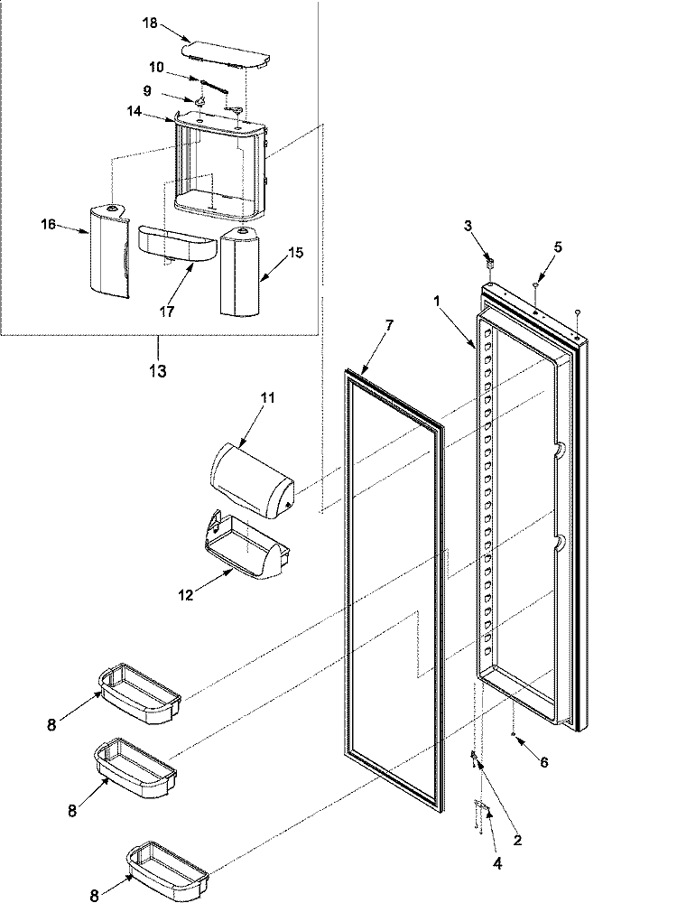 REFRIGERATOR DOOR Diagram and Parts List for ARS2661BS PARS2661BS0 Amana Refrigerator