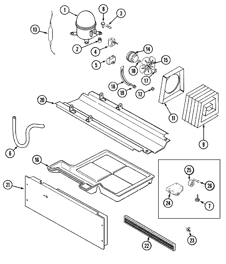 COMPRESSOR (REV 13) Diagram and Parts List for CT21G6Q  Crosley Refrigerator