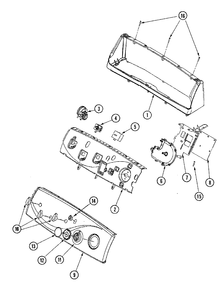 CONTROL PANEL Diagram and Parts List for MAV7557EWW  Maytag Washer