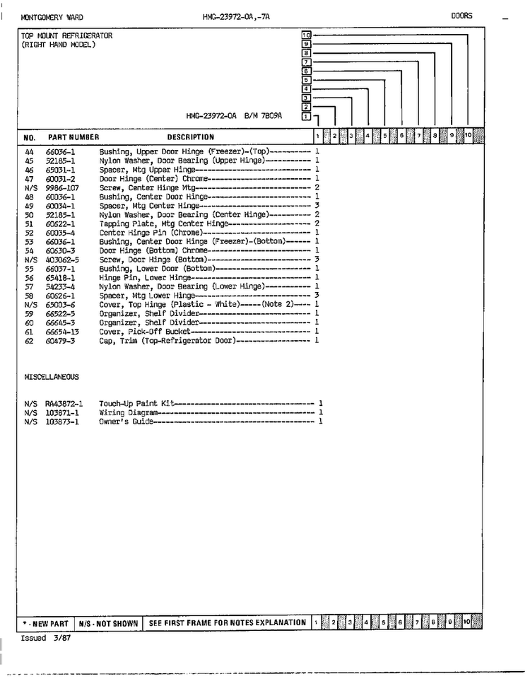 Doors Page 3 Diagram and Parts List for 23972A  Admiral Refrigerator