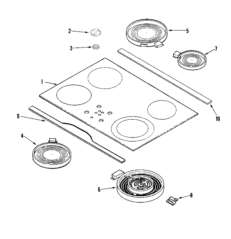 TOP ASSEMBLY Diagram and Parts List for JEC8430ADN  Jenn-Air Cooktop