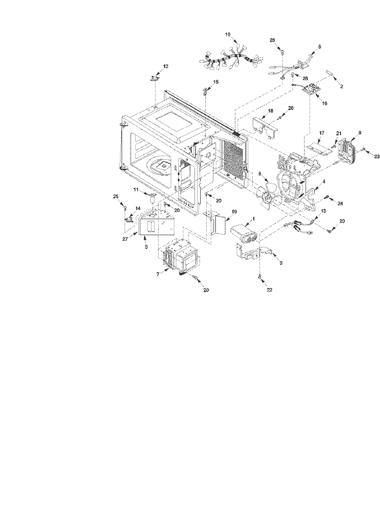 INTERIOR Diagram and Parts List for DEL10E P1329707M Menumaster Microwave