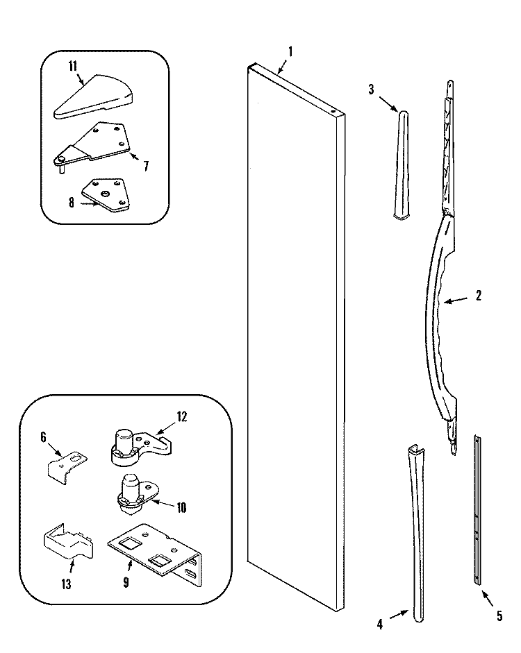 FREEZER OUTER DOOR Diagram and Parts List for GS2127PAHW  Maytag Refrigerator