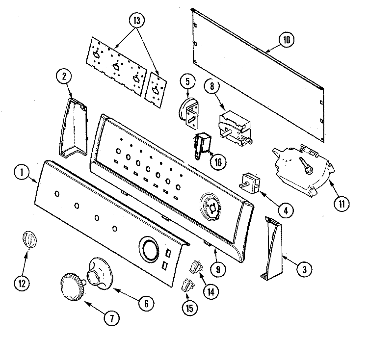 CONTROL PANEL Diagram and Parts List for LNC6766B71  Admiral Washer