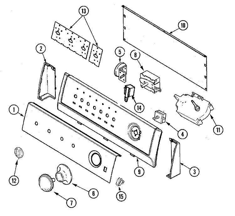 CONTROL PANEL Diagram and Parts List for PAV5157AWW  Maytag Washer