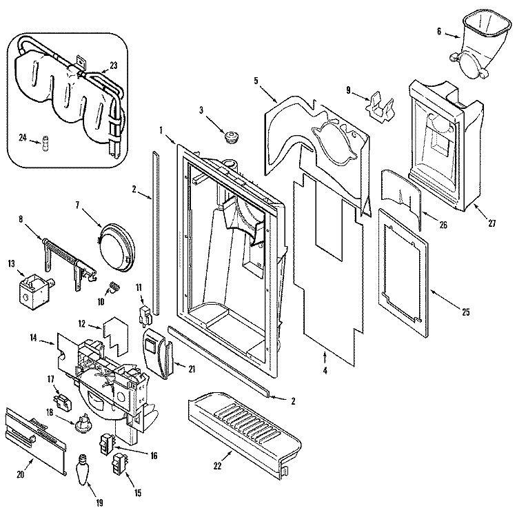 FOUNTAIN Diagram and Parts List for AS2125SIHW  Maytag Refrigerator