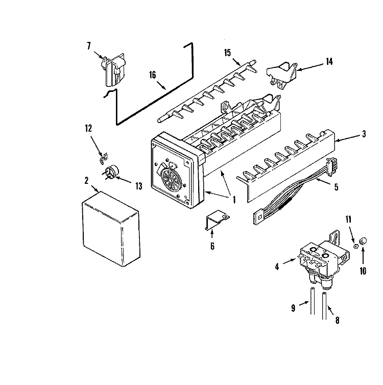 ICE MAKER Diagram and Parts List for AS2125SIHW  Maytag Refrigerator