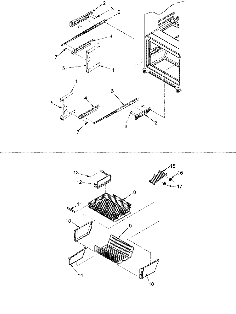 FREEZER SHELVING Diagram and Parts List for ARB2517CC PARB2517CC0 Amana Refrigerator