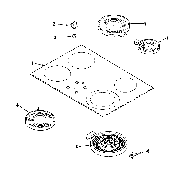TOP ASSEMBLY Diagram and Parts List for MEC5430BDS  Maytag Cooktop