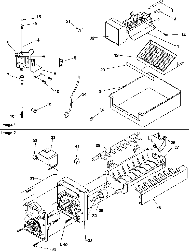 Ice Maker Assembly Diagram and Parts List for SRI20S2E-P1190101WE  Amana Refrigerator