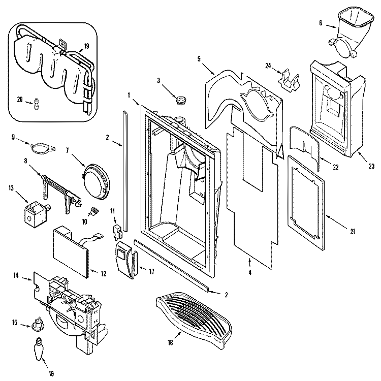 FOUNTAIN Diagram and Parts List for S61STRP  Maytag Refrigerator