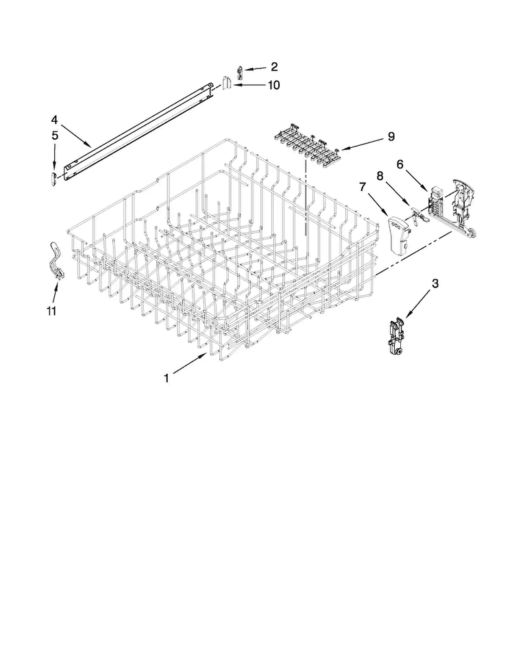 Upper Rack And Track Parts Diagram and Parts List for MDB8949SAM0  Maytag Dishwasher
