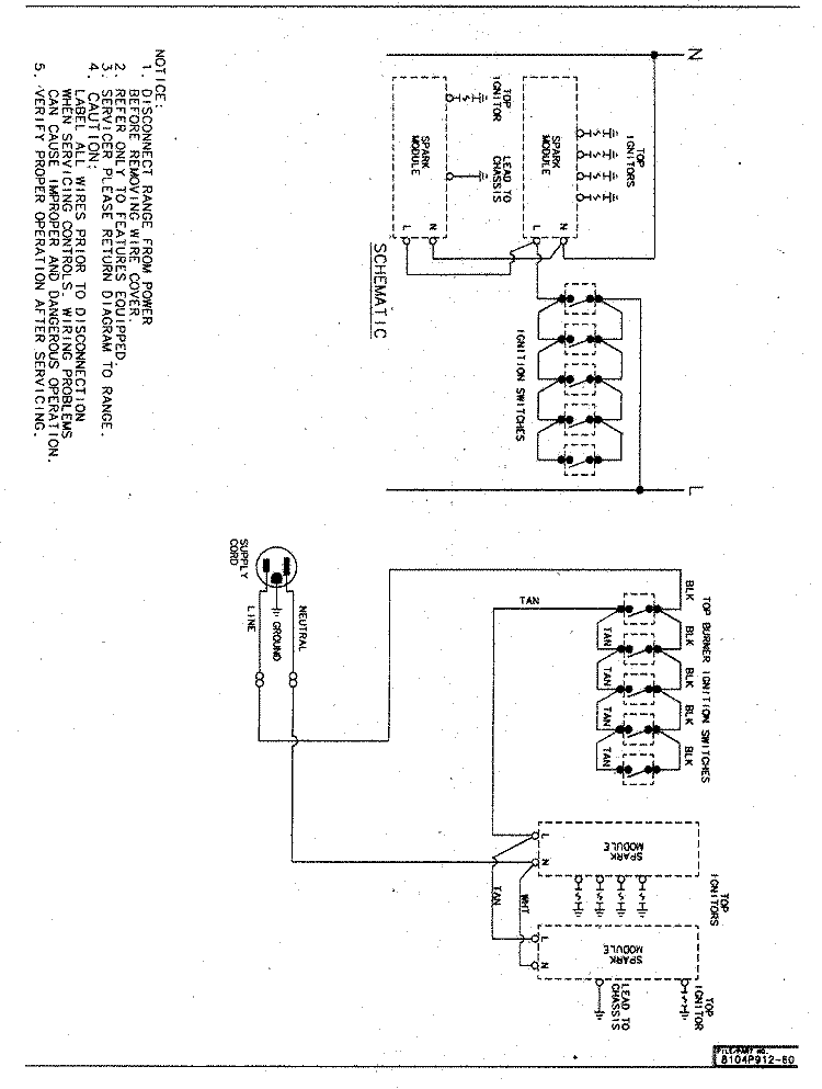 WIRING INFORMATION Diagram and Parts List for MGC6536BDB  Maytag Cooktop