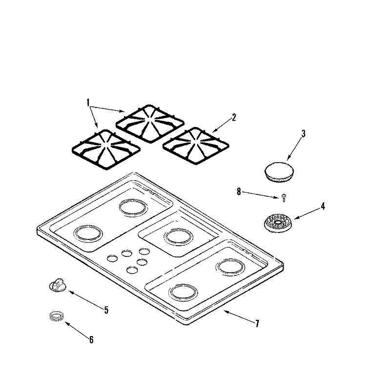 TOP ASSEMBLY Diagram and Parts List for CGC2536ADW  Magic Chef Cooktop