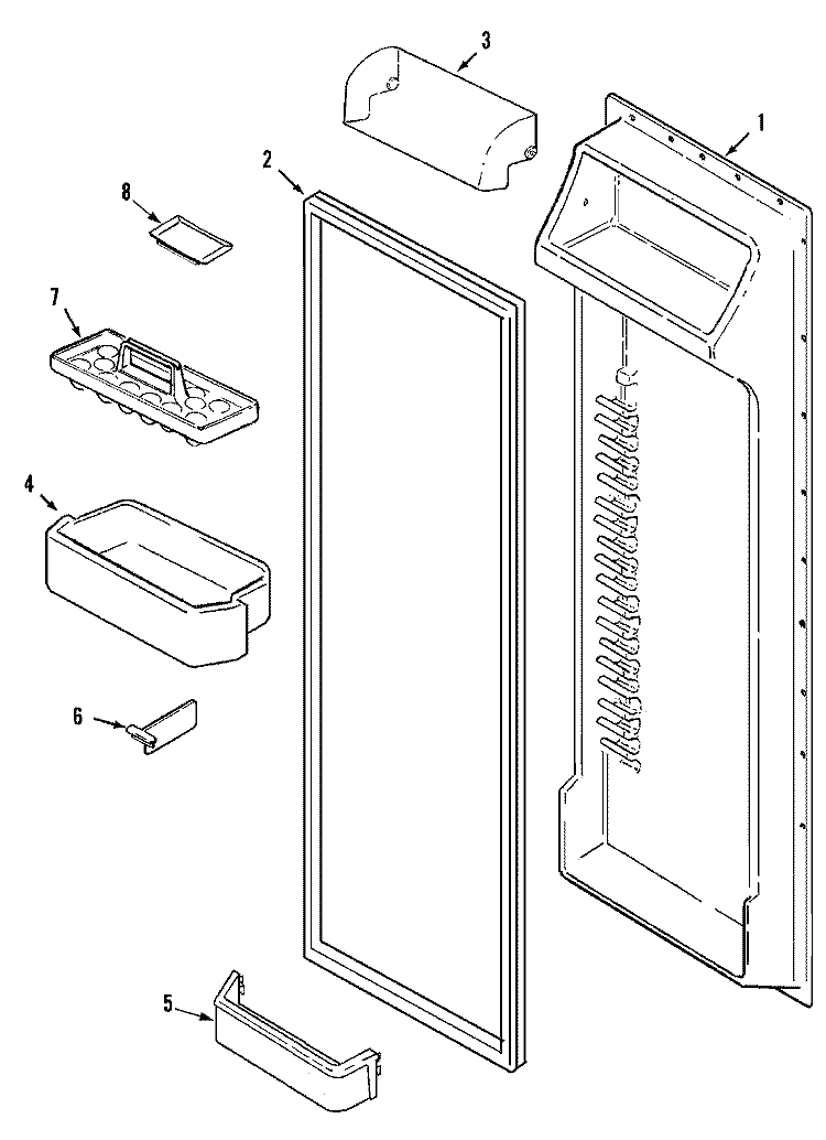FRESH FOOD INNER DOOR Diagram and Parts List for MSD2422GRW  Maytag Refrigerator