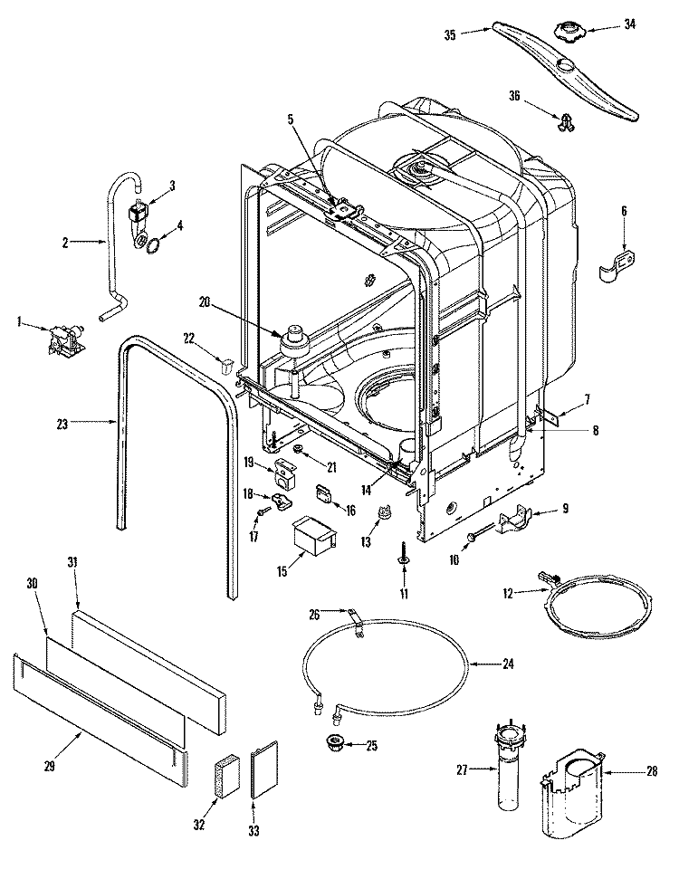TUB Diagram and Parts List for MDBE790AWS  Maytag Dishwasher