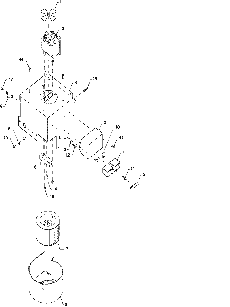BLOWER Diagram and Parts List for RC5MCTP P1327603M Amana Microwave