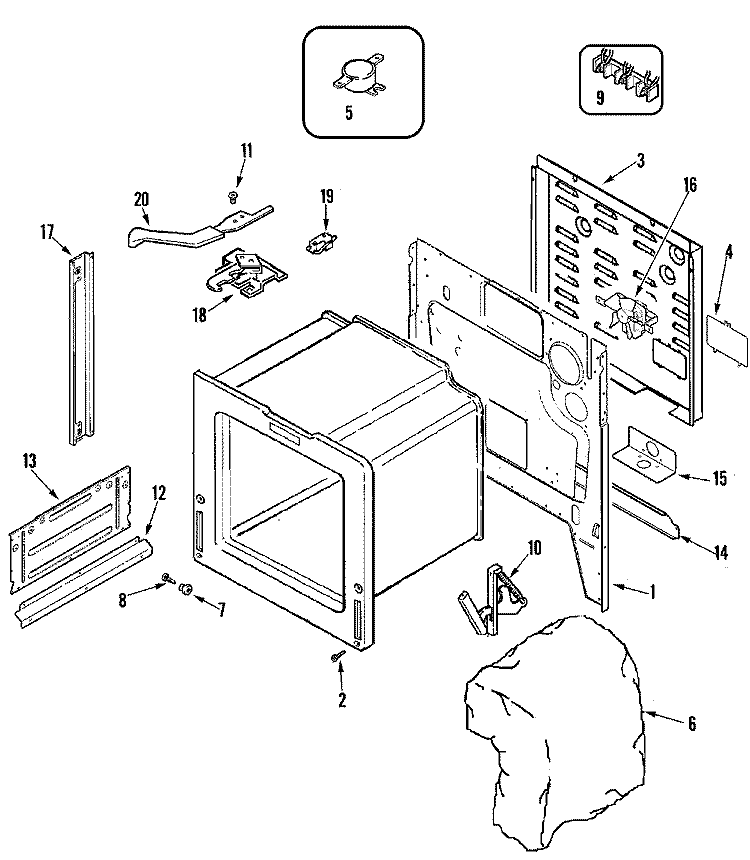 BODY Diagram and Parts List for ACS4140BW  Amana Range