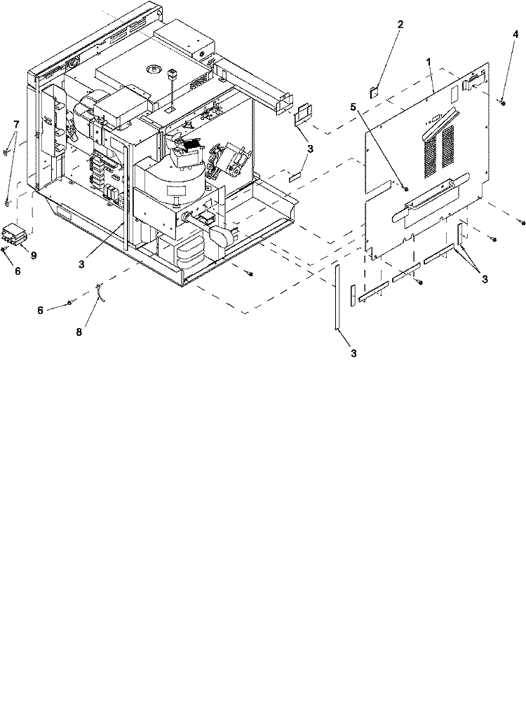REAR PANEL Diagram and Parts List for ACE2302 P1331305M Amana Microwave
