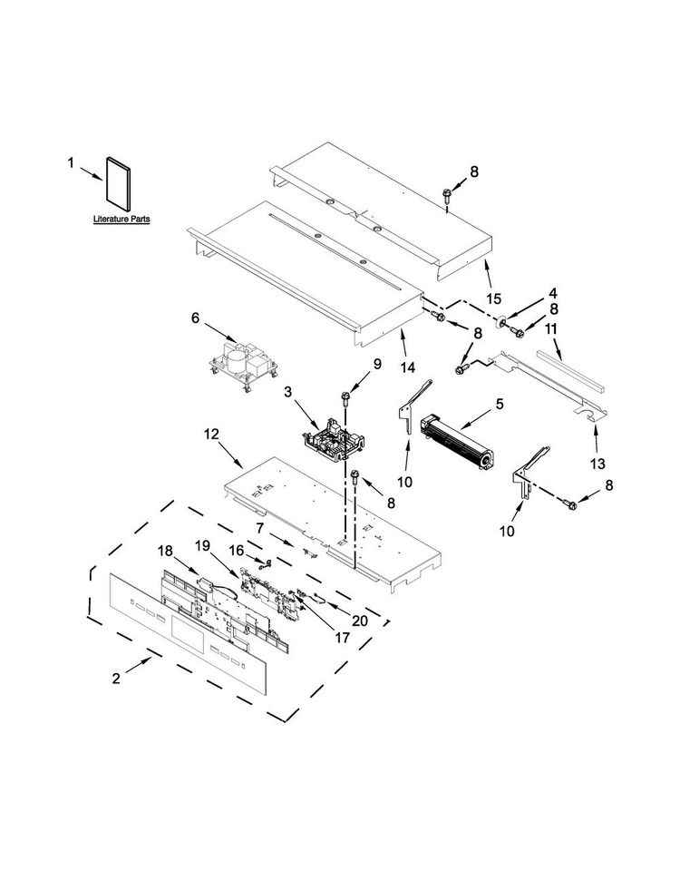 Control Panel Parts Diagram and Parts List for JJW2430DB01  Jenn-Air Wall Oven