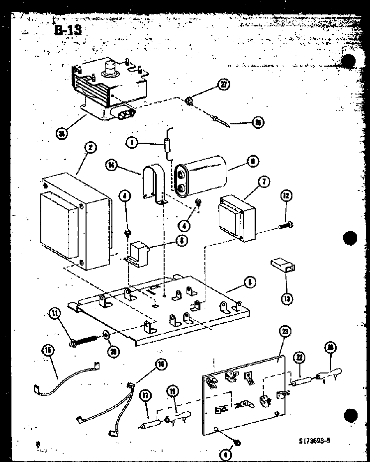 Transformer/magnetron Diagram and Parts List for RRL-10A P74751-1M Amana Microwave