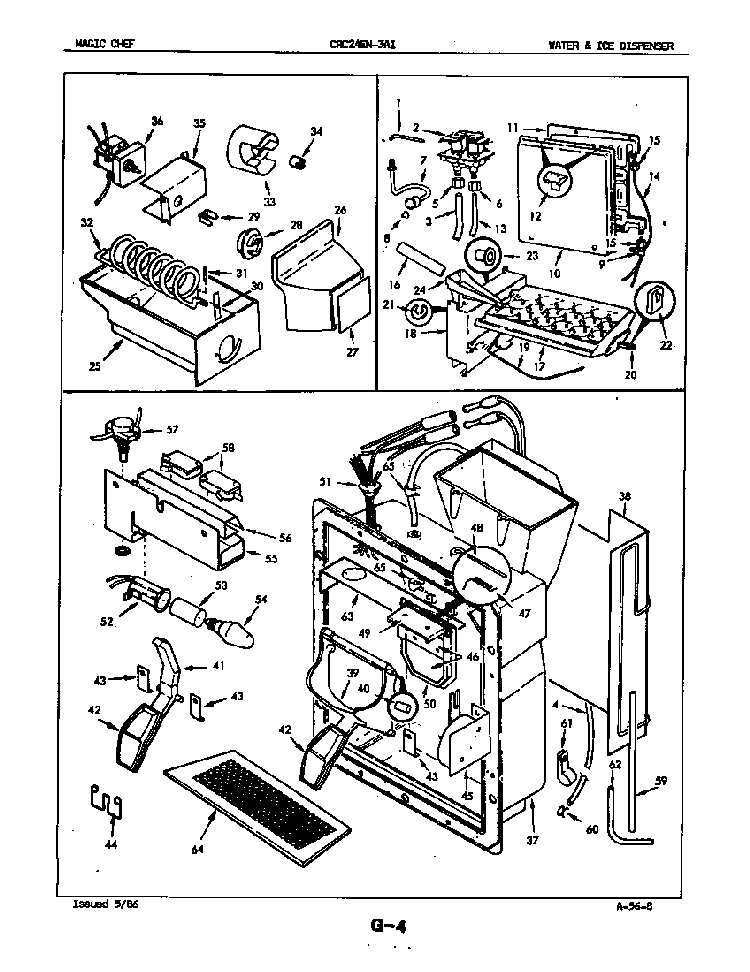 Water & Ice Dispenser Diagram and Parts List for CRC24EA-3AI-5M75B  Magic Chef Refrigerator