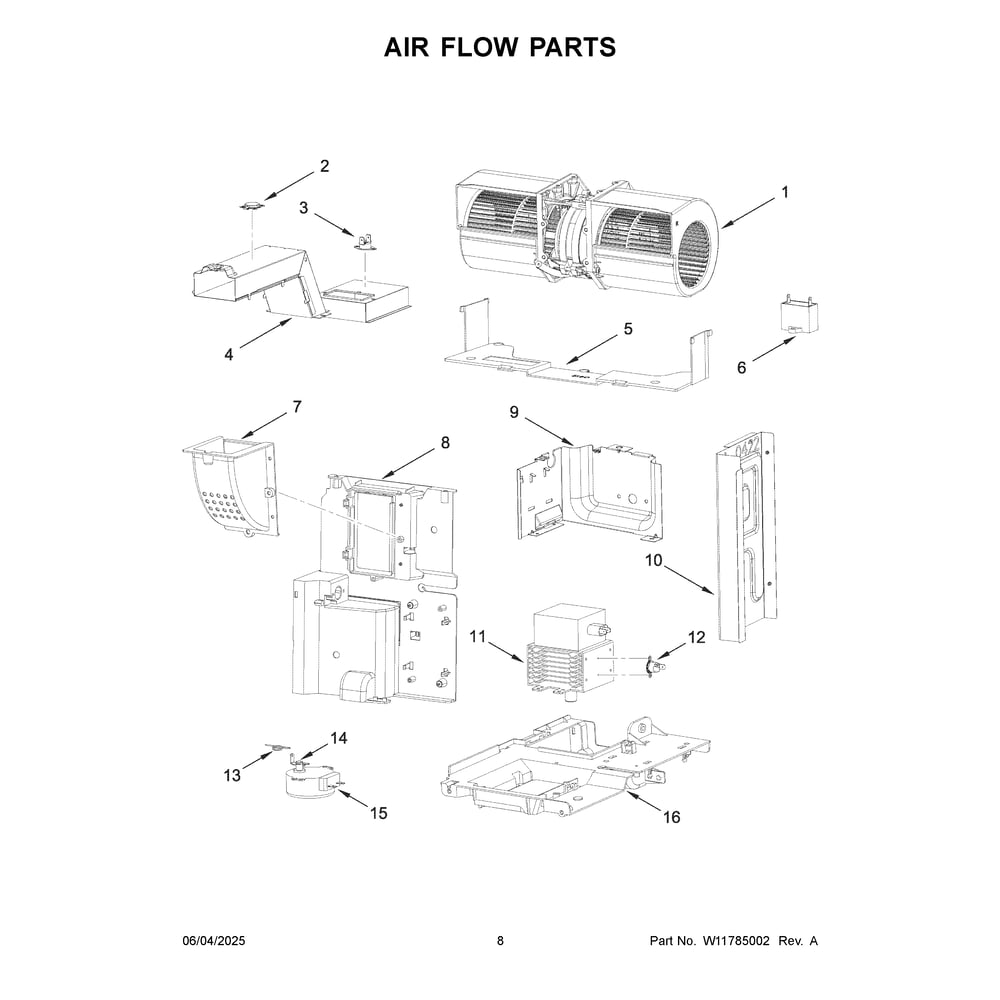 Air Flow Parts Diagram and Parts List for MMMF6030PZ02  Maytag Microwave