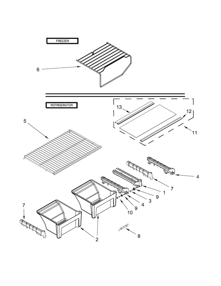 Shelf Parts Diagram and Parts List for ART308FFDW02  Amana Refrigerator