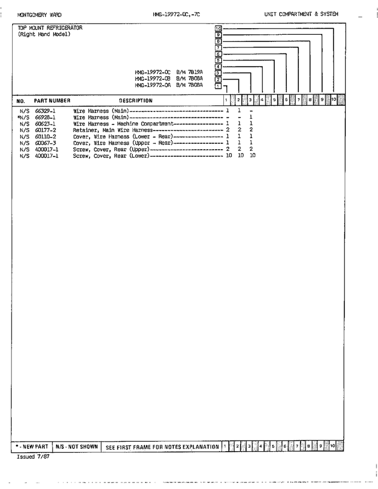 Unit Compartment/system Page 3 Diagram and Parts List for 19972C  Admiral Refrigerator