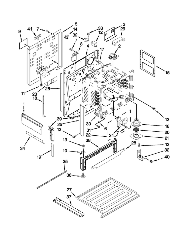 Chassis Parts Diagram and Parts List for JES9900CCS02  Jenn-Air Range