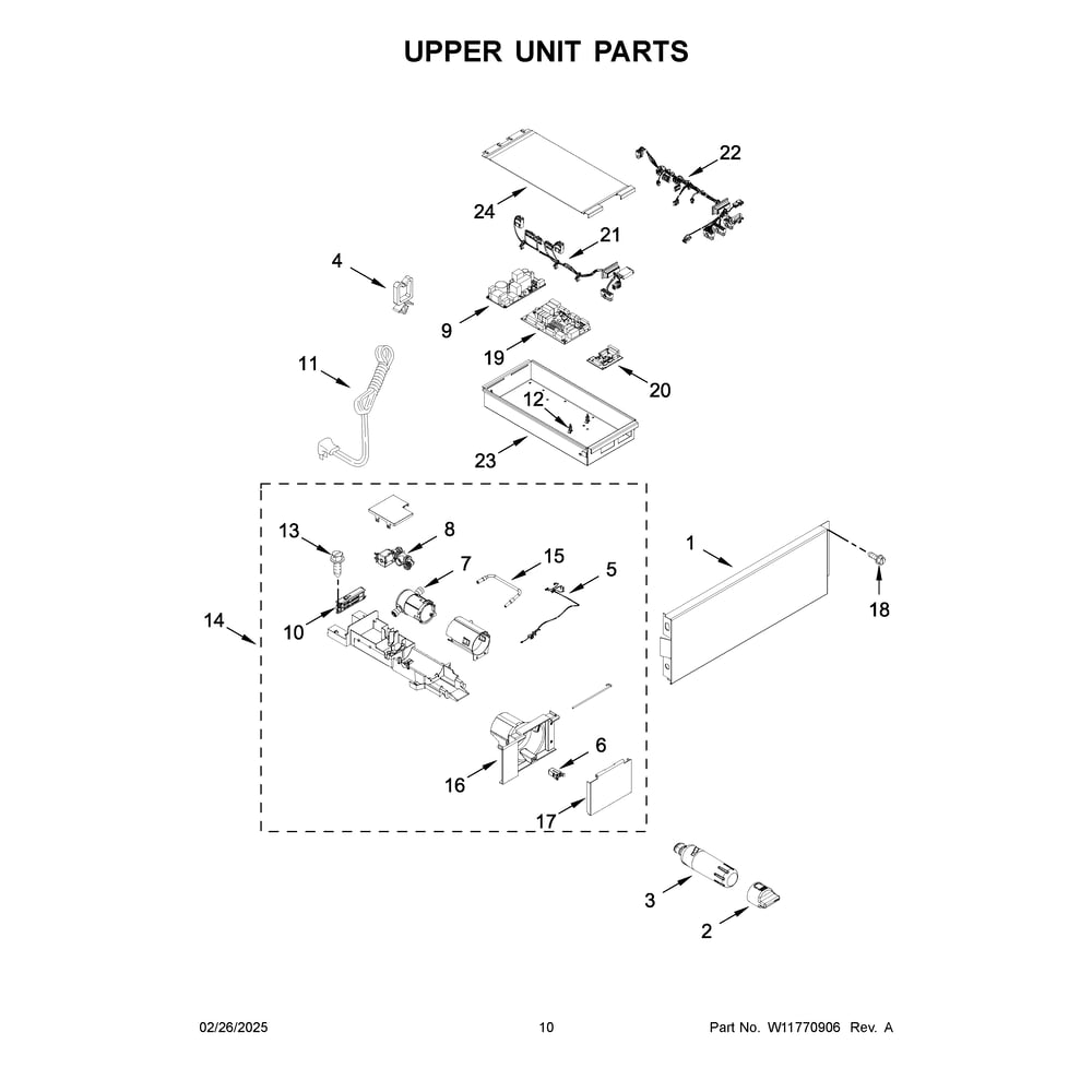 Upper Unit Parts Diagram and Parts List for JBRFR30IGX20  Jenn-Air Refrigerator