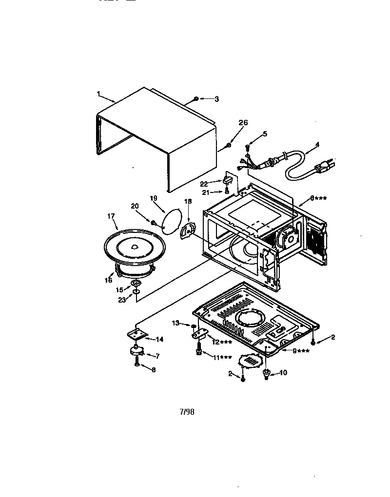 Cabinet Parts Diagram and Parts List for 56569330790  Kenmore Microwave