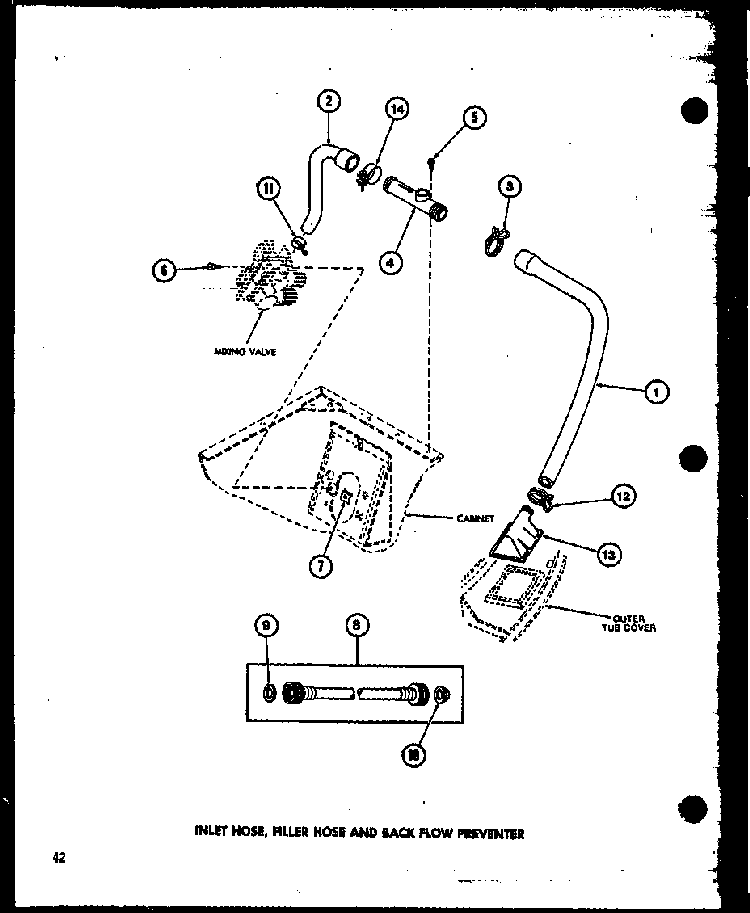 Inlet Hose Diagram and Parts List for TAA400 P77040-2W Amana Washer