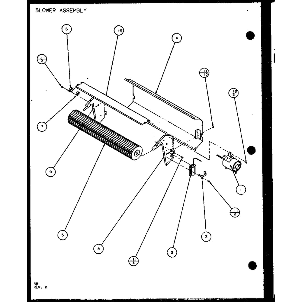 Blower Assembly 2 Diagram and Parts List for PTC12400EC P9872415R Amana Air Conditioner