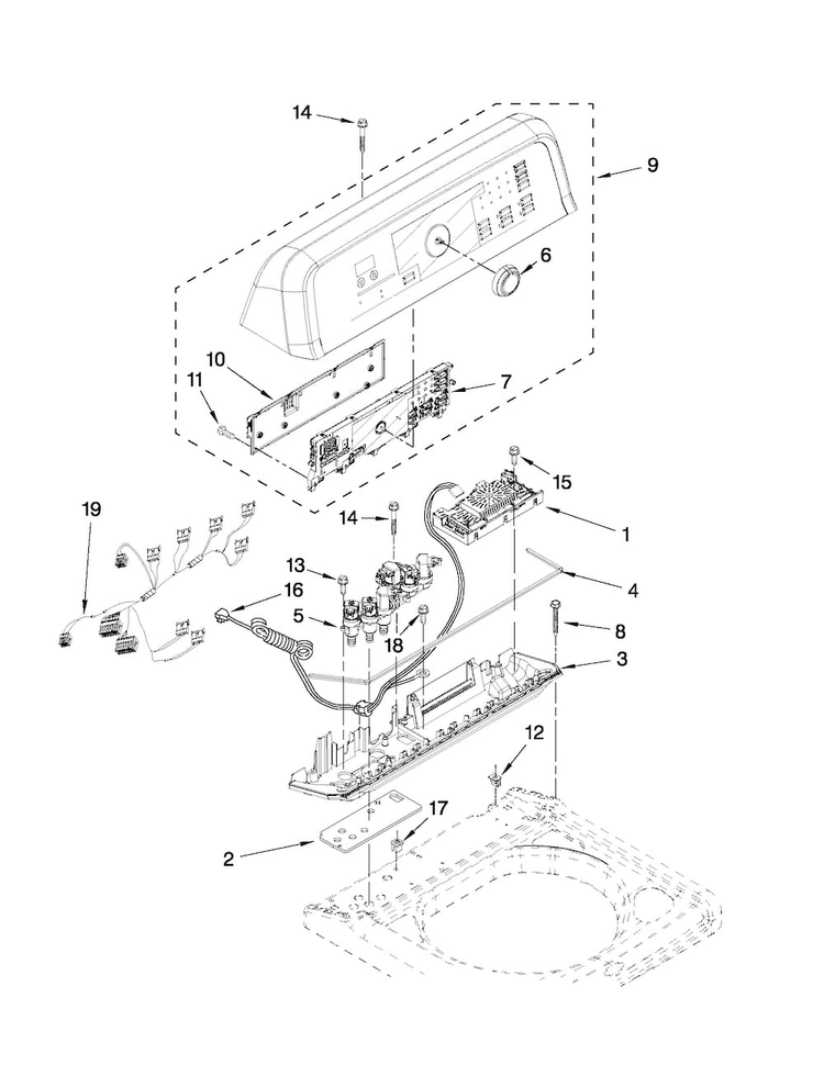 Control Panel Parts Diagram and Parts List for MVWB750YW0  Maytag Washer