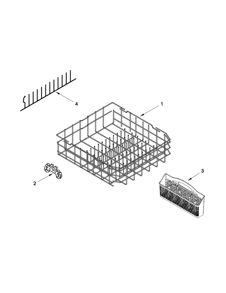 Lower Rack Parts Diagram and Parts List for MDBTT53AWB1  Maytag Dishwasher