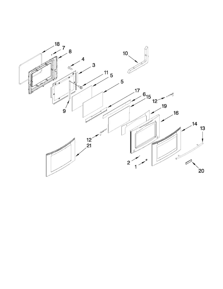 Door Parts Diagram and Parts List for JES9800CAB00  Jenn-Air Range