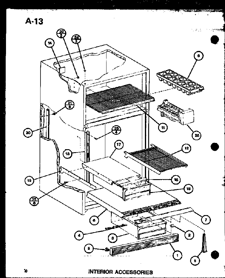 Interior Accessories Diagram and Parts List for TM16G-P75535-7W  Amana Refrigerator