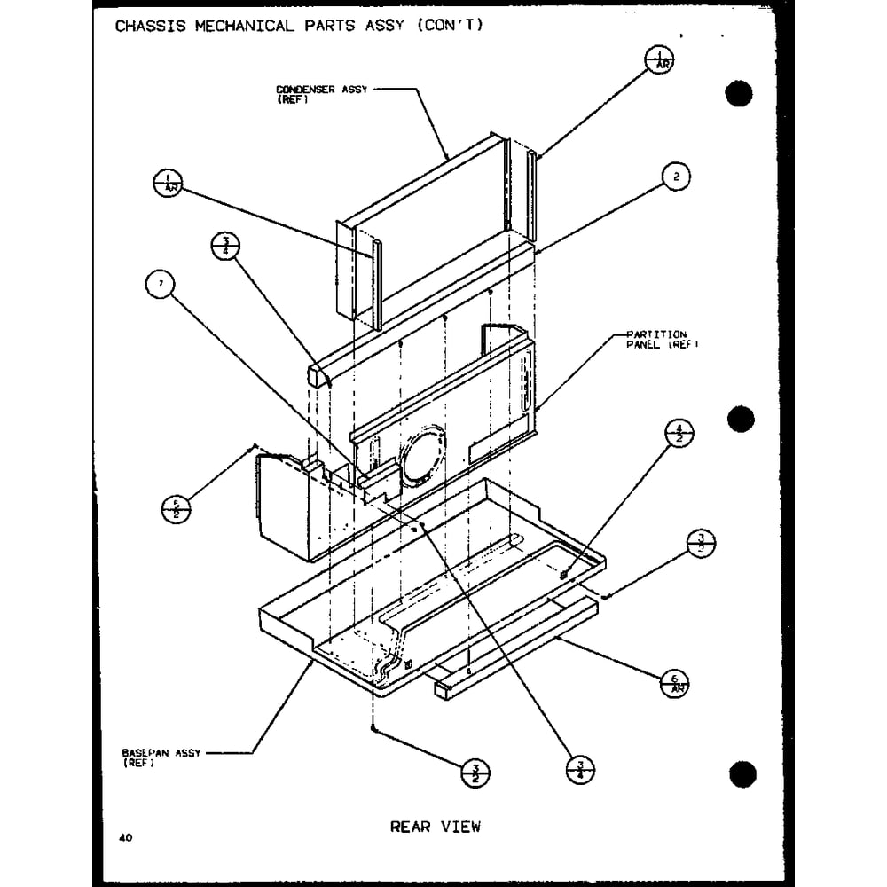 Chassis Mechanical Parts Assy 1 Diagram and Parts List for PTC07300ER P9812501R Amana Air Conditioner