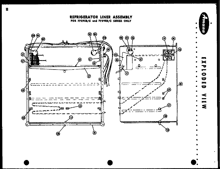 REF LINER ASSY Diagram and Parts List for FF105L  Amana Refrigerator