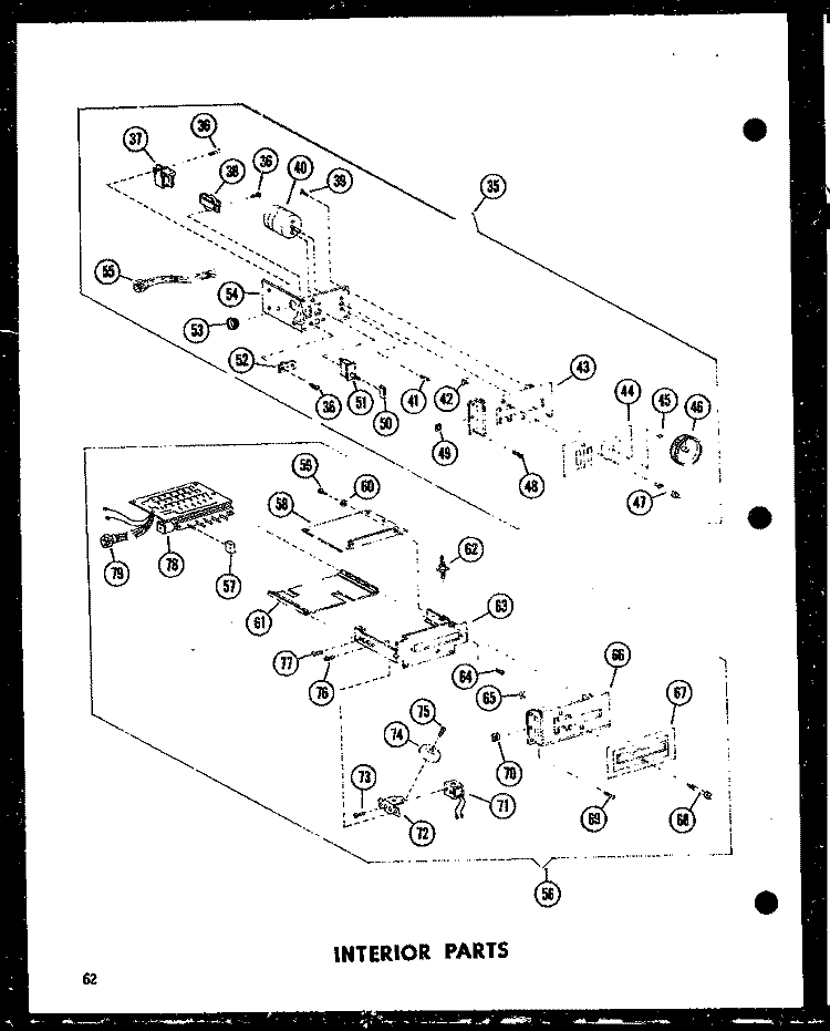 INTERIOR PARTS Diagram and Parts List for RC-10D P7130501M Amana Microwave