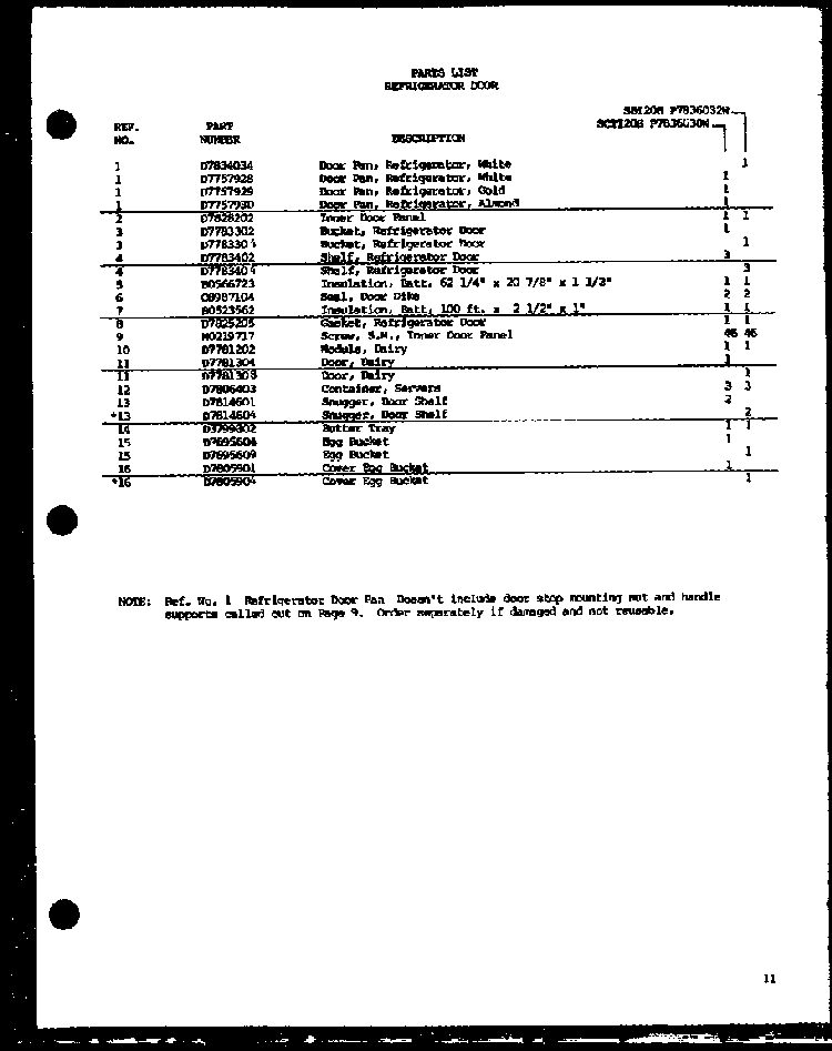 Section 4 Diagram and Parts List for SDB20H-P7836031W  Amana Refrigerator