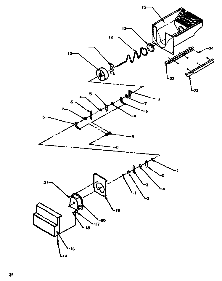 Crushed Ice Bucket Diagram and Parts List for SRDE520SBW-P1183102WW  Amana Refrigerator